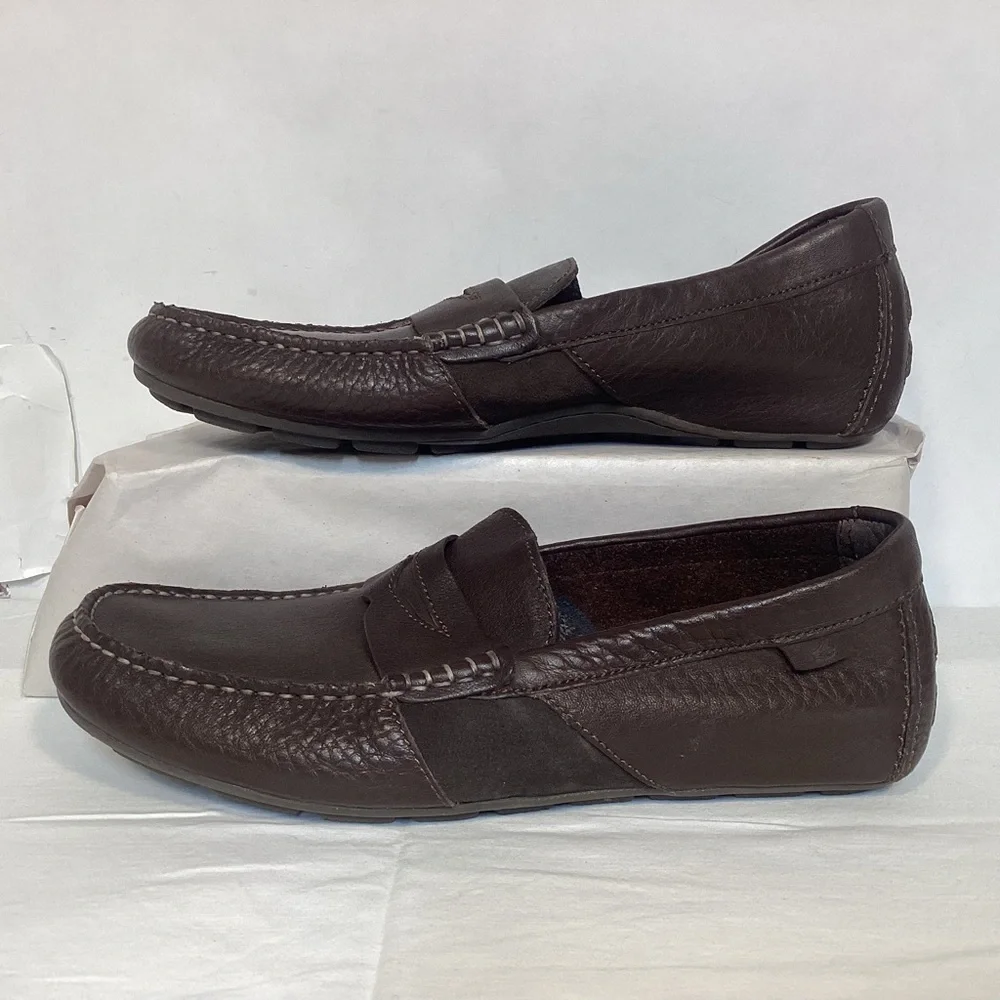 Men’s Sperry Top-sider Brown Leather Penny Loafers Driving Style Moccasin